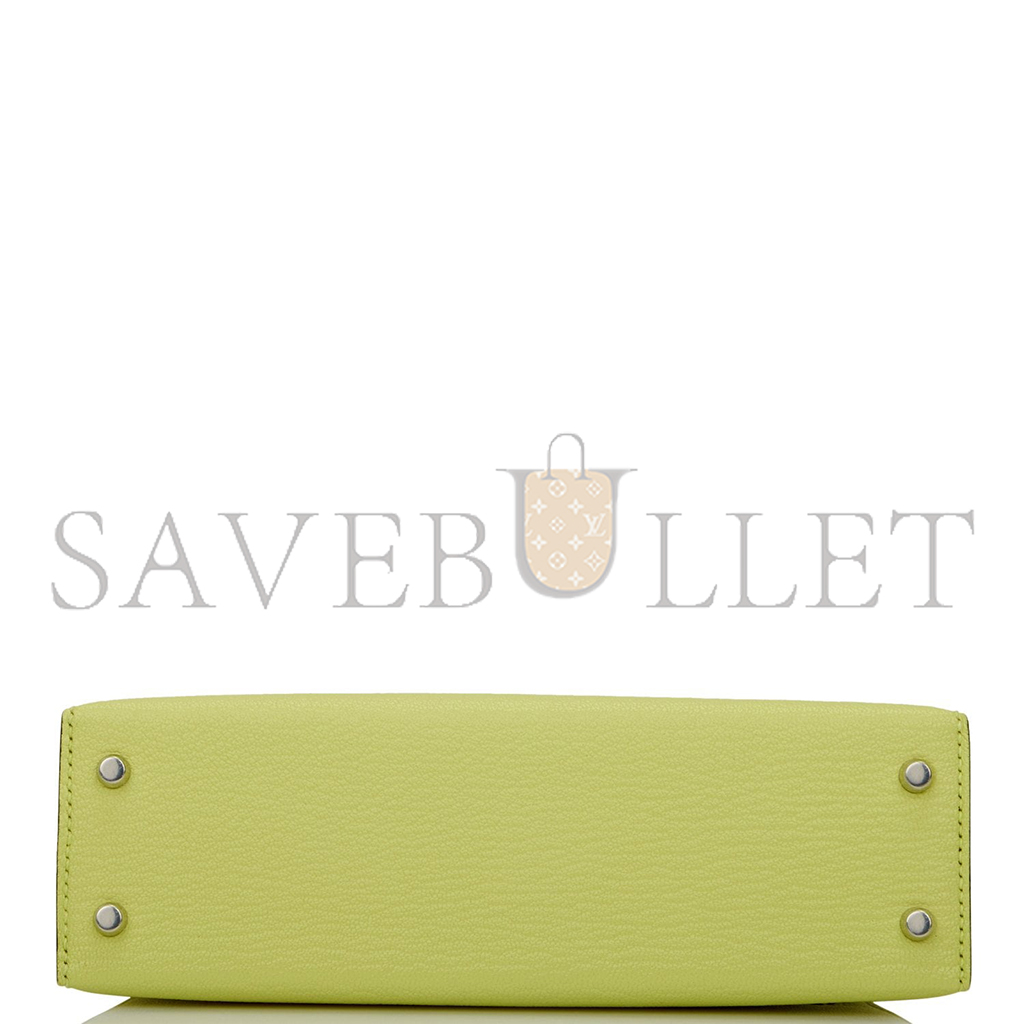 HERMÈS MINI KELLY II SELLIER JAUNE BOURGEON CHEVRE PALLADIUM HARDWARE (19*12*5.5cm)